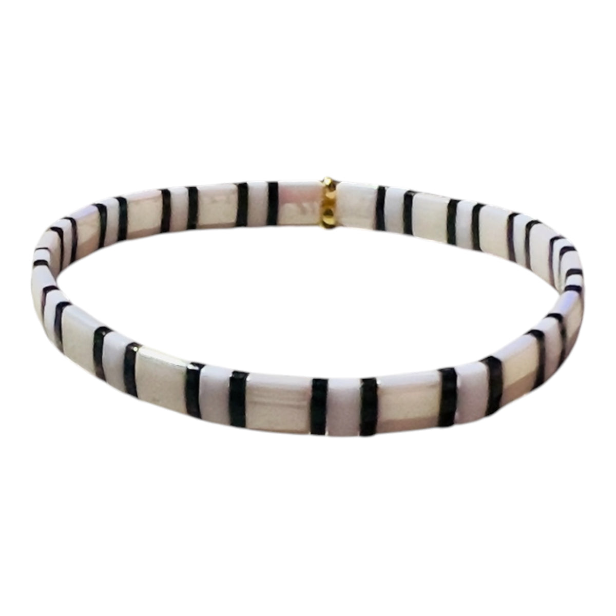 Simply Striking Brown White Stretch Tila Bracelet