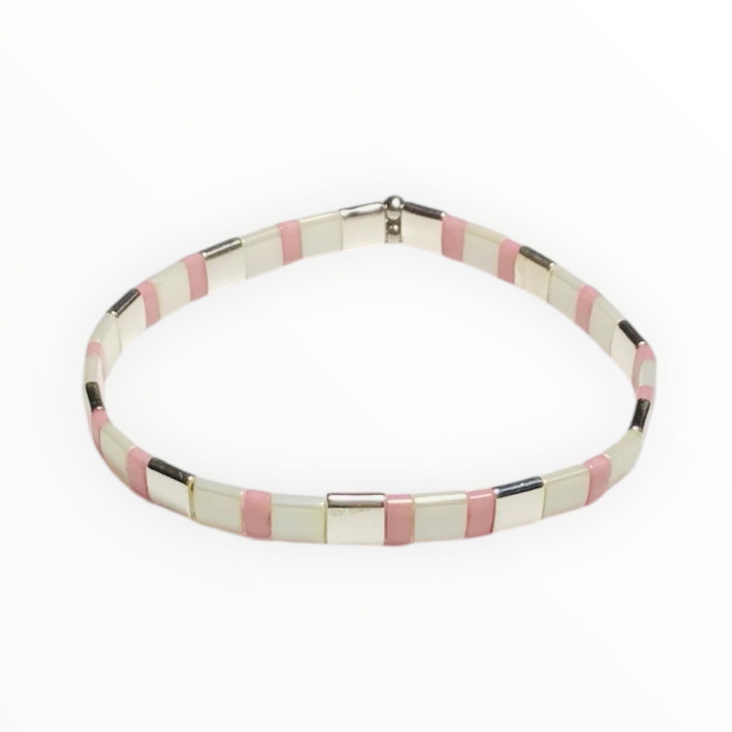 Silver Petal Glow Tila Bracelet