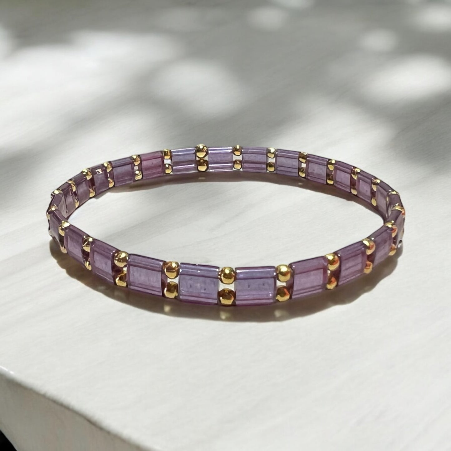 Gold Studded Purple Tila Bracelet