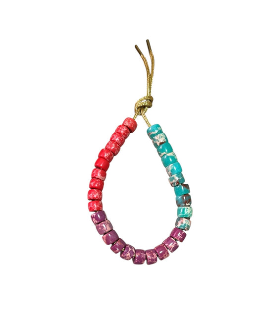 Earth & Ember Red, Teal, Purple Adjustable Forte Bead Bracelet