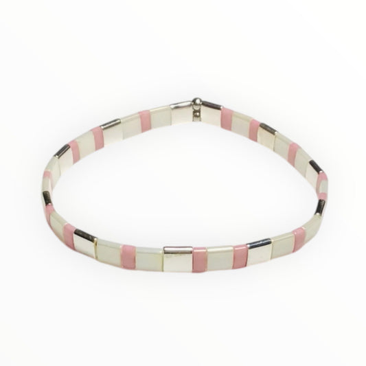 Silver Petal Glow Tila Bracelet