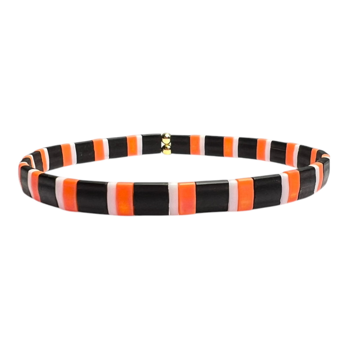 Halloween Nights Black, White & Orange Stretch Tila Bracelet