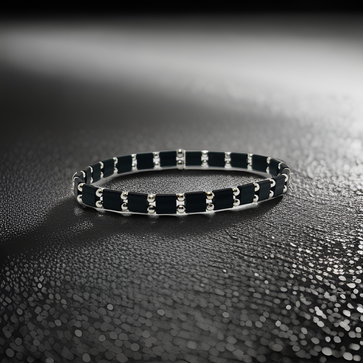 Silver Studded Stretch Tila Bracelet